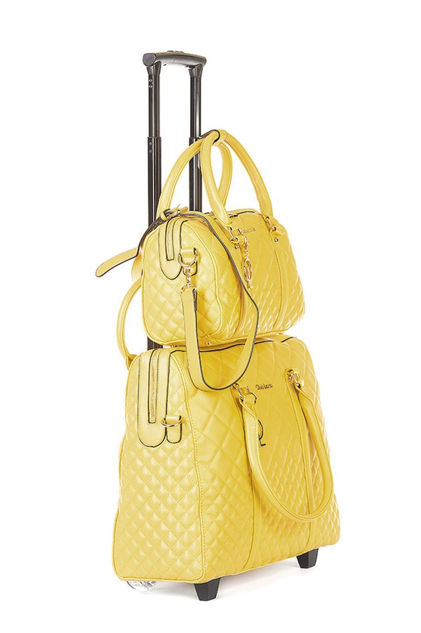 Gelb “Damen Aktentasche Trolley Set“ mit Handtasche Olivia Lauren