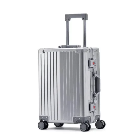 Aluminium Reisekoffer Aluminium Reisekoffer silber - mittelgroßer Rollenkoffer Trolley