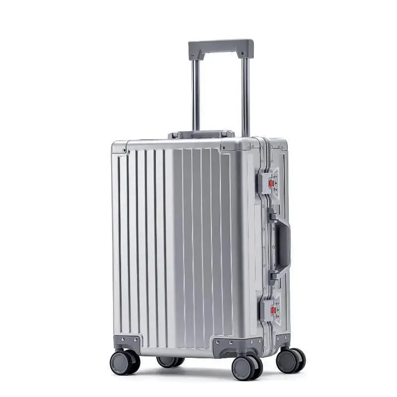 Aluminium Reisekoffer Aluminium Reisekoffer silber - mittelgroßer Rollenkoffer Trolley