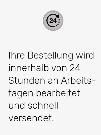 Versand innerhalb 24 Stunden garantiert (Arbeitstag) Bestellung wird innerhalb von 24 Stunden bearbeitet und schnell versendet.