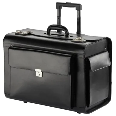 Pilotenkoffer-Trolley Leder 50 cm groß Pilotenkoffer Trolley groß 50 cm Leder schwarz